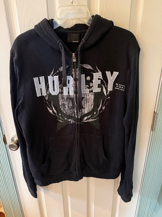 Hurley Other - Hurley Black Full Zip Hoodie with Gray Logo Print